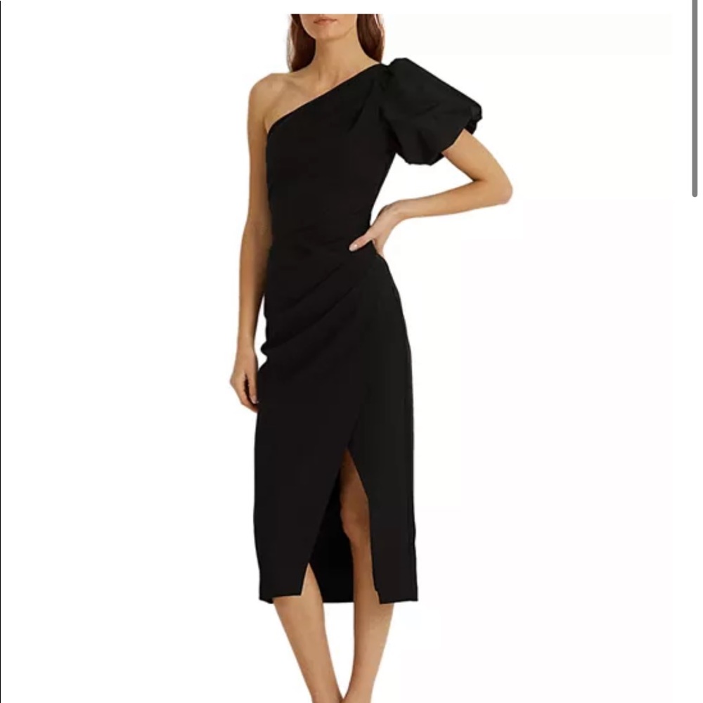 Lauren Ralph Lauren Crepe One Sleeve Cocktail Dress